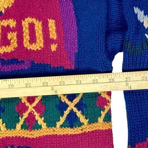 Northern Isles Sweater Womens 2X Blue Varsity Back to School Hand Knit Cardigan - Picture 11 of 16